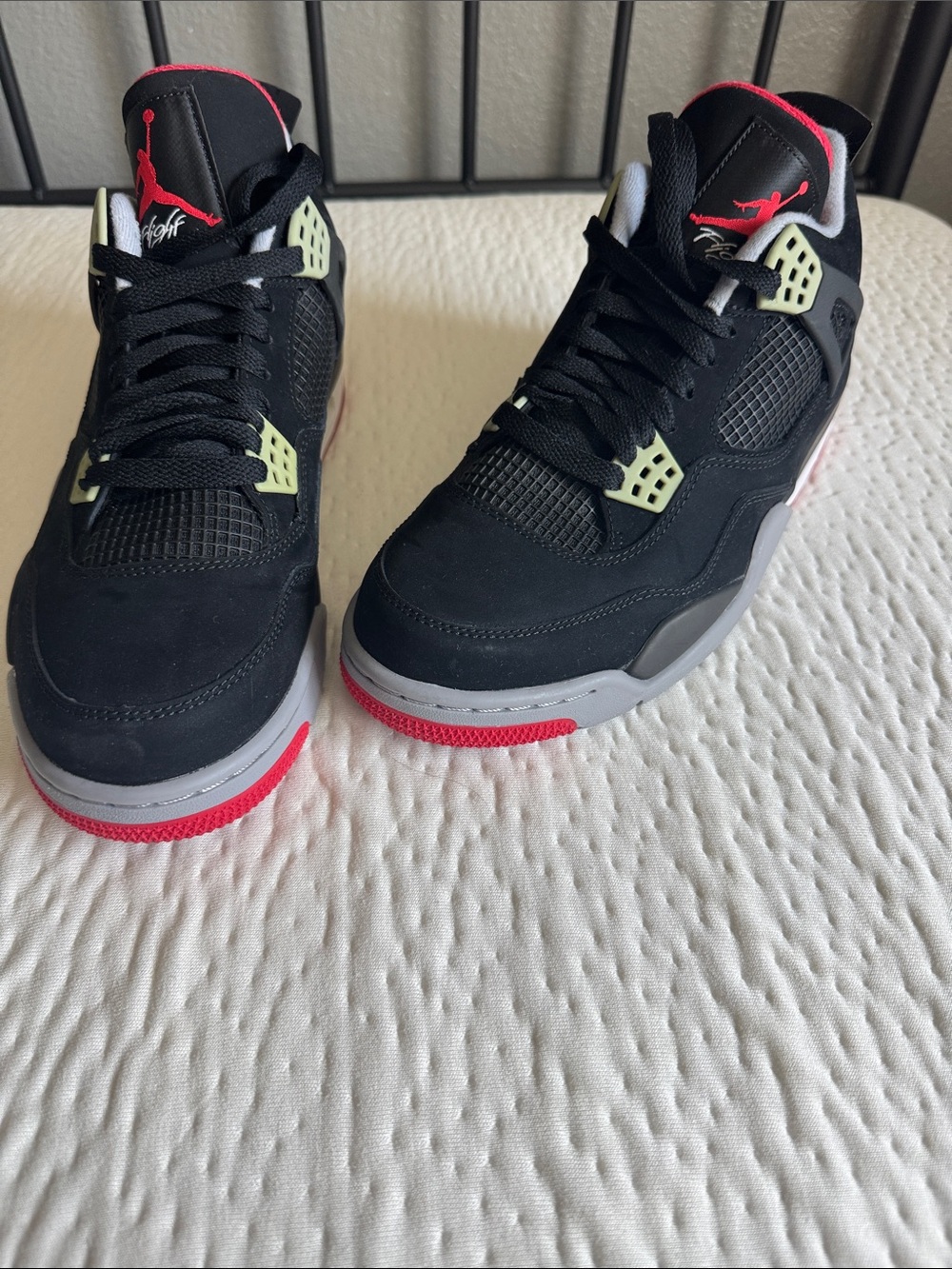 Jordan Black Sneakers with Red and Pale Yellow Accents